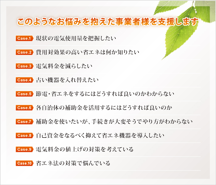 このようなお悩みを抱えた事業者様を支援します このようなお悩みを抱えた事業者様を支援します